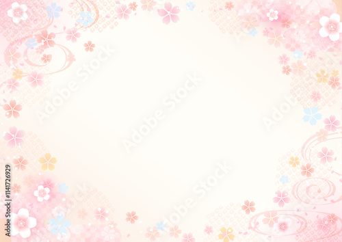 Beautiful Japanese pattern background of cherry blossoms in Japanese style