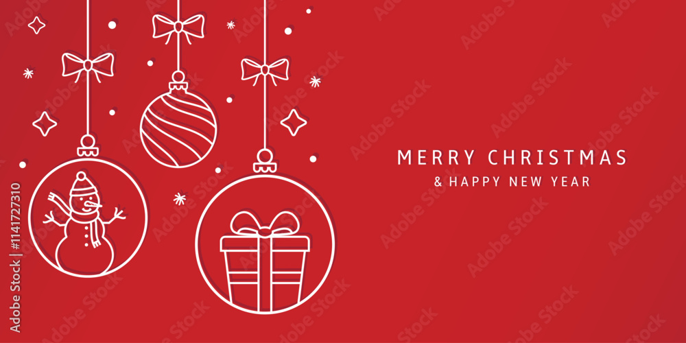 Naklejka premium Decorative vector background with Christmas and New Year decoration. Merry Christmas and Happy New Year banner.