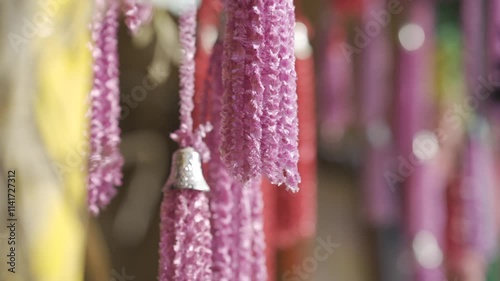 beads on a wooden background