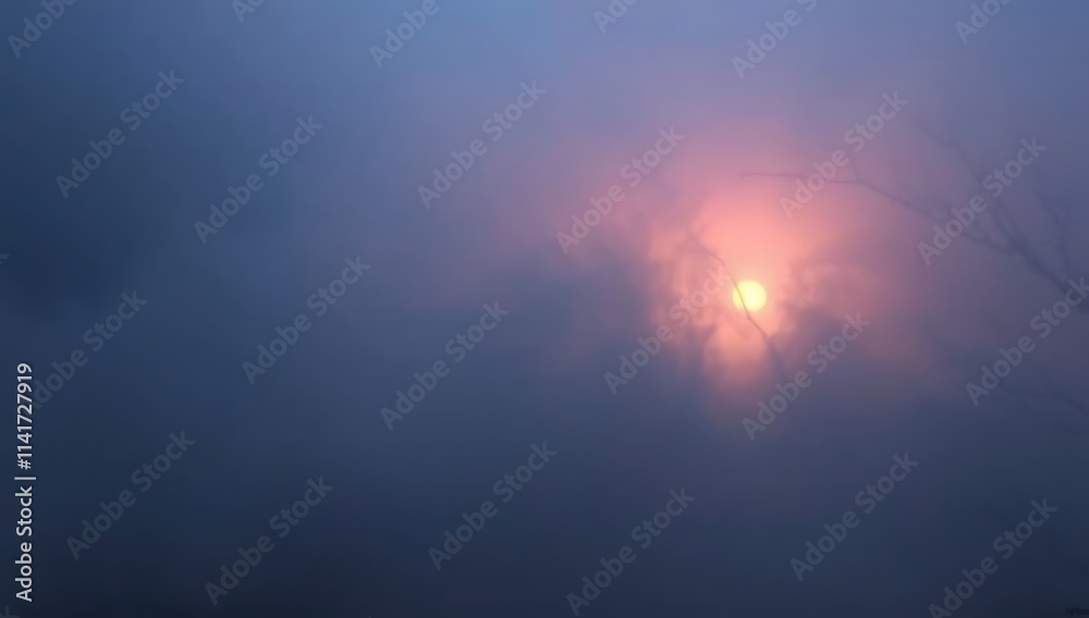Fototapeta premium Misty Sunrise Through Silhouetted Branches
