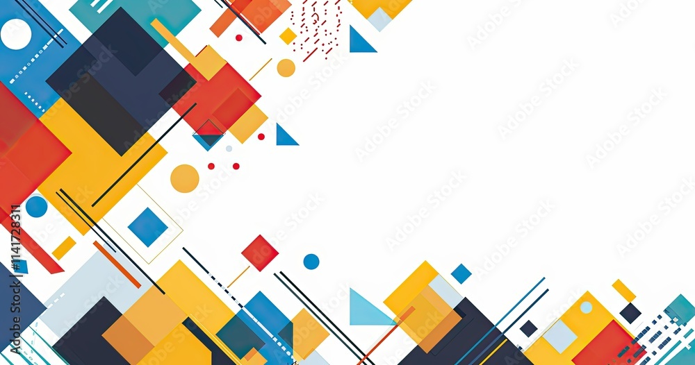 Abstract geometric design featuring colorful shapes and lines for modern visuals. Abstract geometric design featuring colorful shapes and lines for modern visuals.