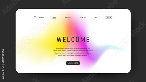 Abstract wave futuristic design of landing page. retro gradient mesh website design	