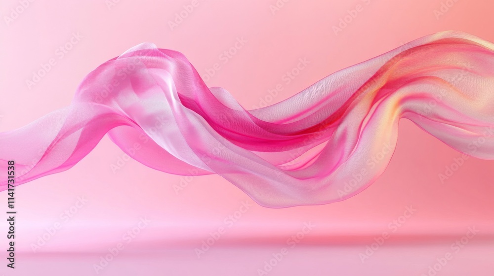 Delicate Pink Fabric Swirling Gracefully On Pink Background Delicate Pink Fabric Swirling Gracefully On Pink Background