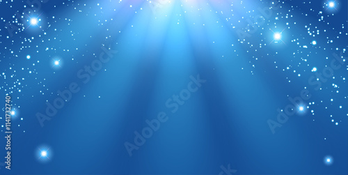 Spotlight and light particles vector design background