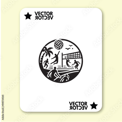 black design art of man or girl playing volly in style