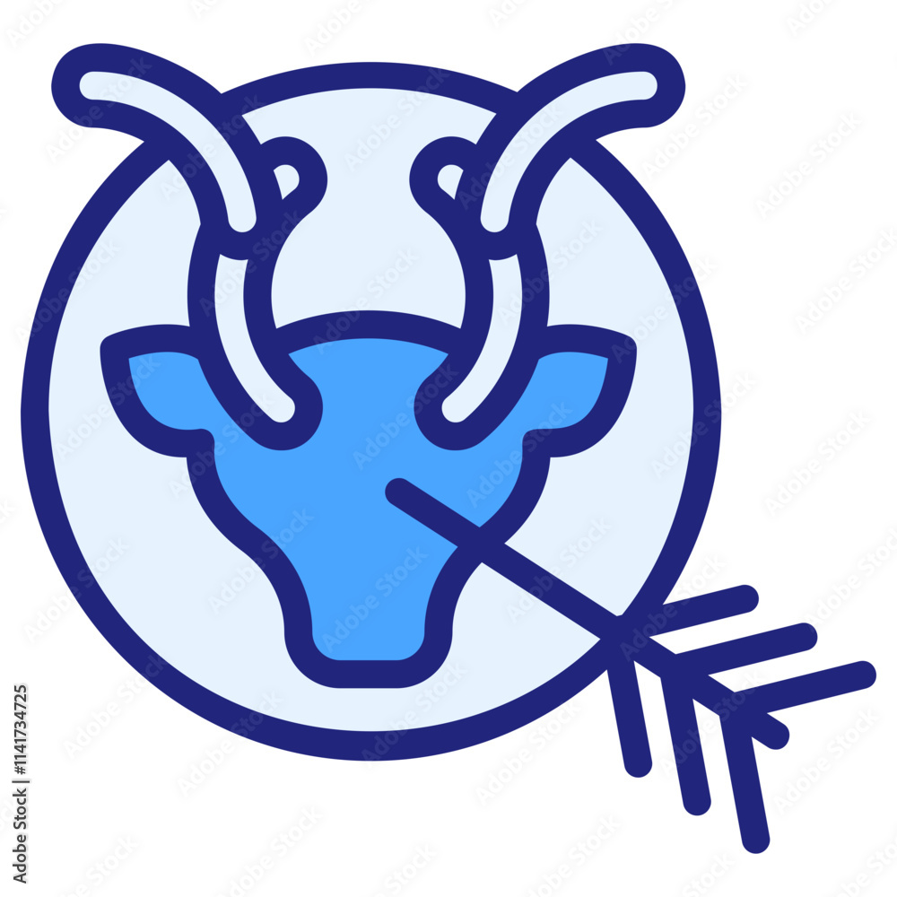 Obraz premium Hunt filled outline blue style icon