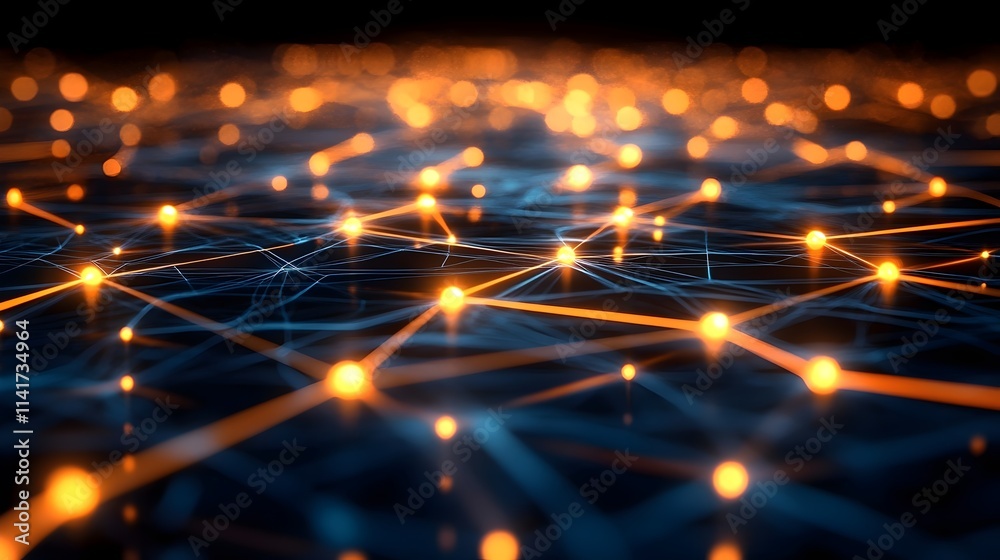 Fototapeta premium A computer generated image of a network of glowing dots