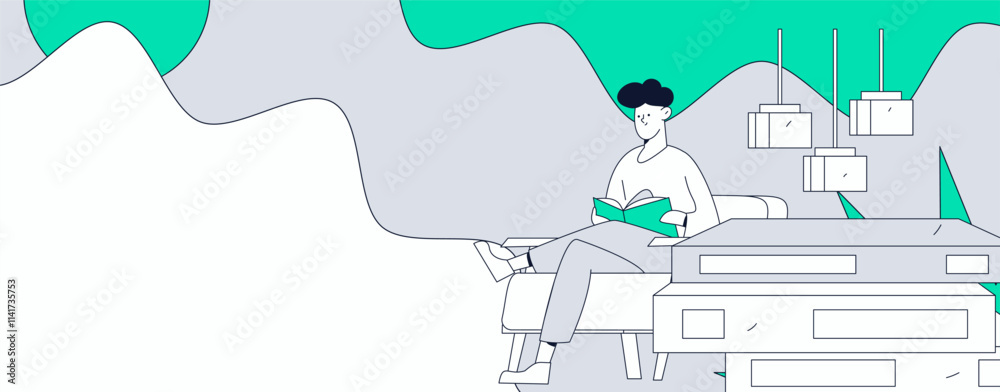 Home indoor character scene flat vector concept operation hand drawn illustration

