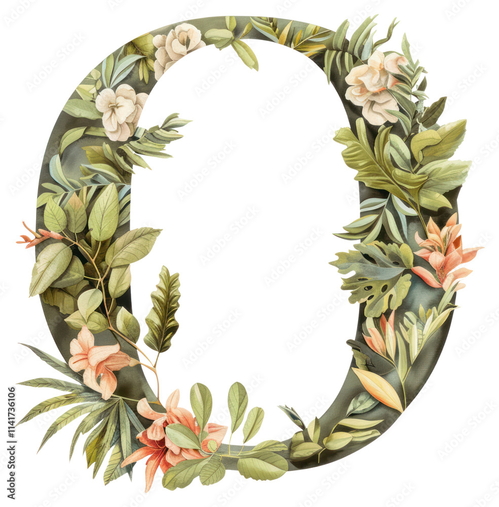 Fototapeta premium PNG The letter O wreath plant