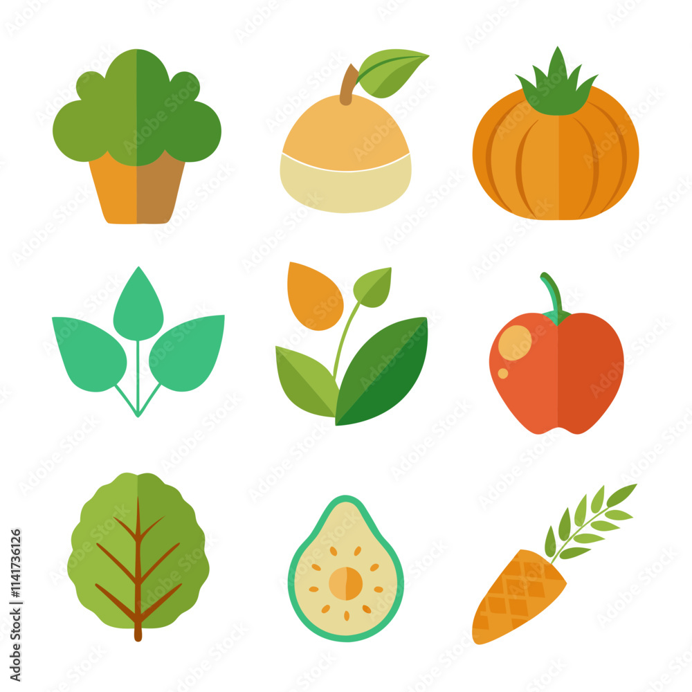 Natural food elements collections for business branding in white background Natural food elements collections for business branding in white background