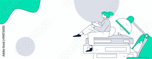 Home indoor character scene flat vector concept operation hand drawn illustration
