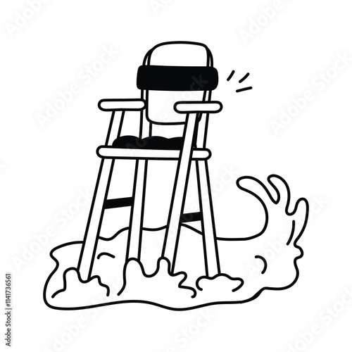 Icon of a lifeguard chair for safety monitoring in aqua parks