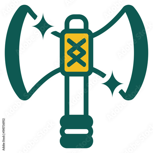 Axe green and yellow color style icon photo