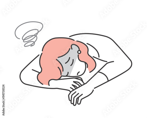 机になだれ込む女性のベクターイラスト