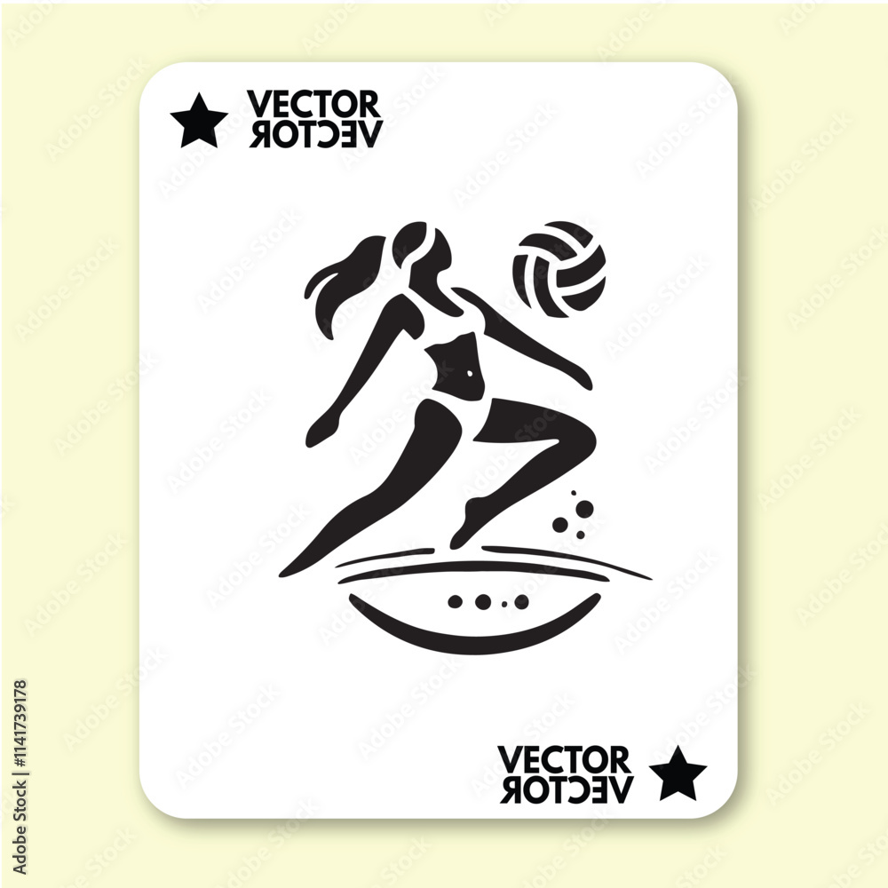 black design art of man or girl playing volly in style black design art of man or girl playing volly in style