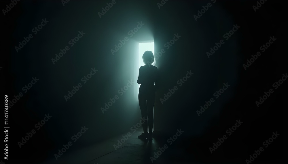 A shadowy figure stands in a dimly lit room, confronting a glowing, translucent version of themselves. The ethereal scene symbolizes an intense inner emotional struggle and self-reflection A shadowy figure stands in a dimly lit room, confronting a glowing, translucent version of themselves. The ethereal scene symbolizes an intense inner emotional struggle and self-reflection