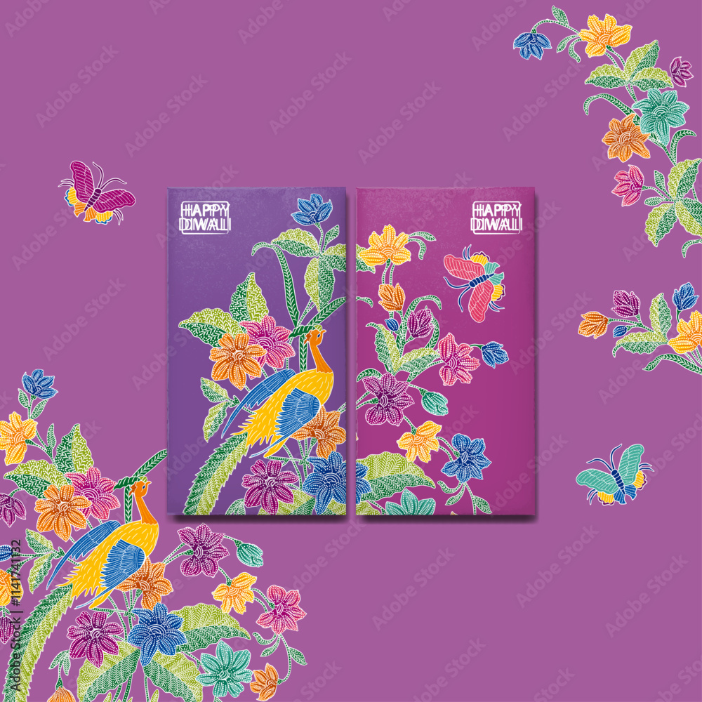 Deepavali Purple Packet Design with Nyonya Batik Sarong.