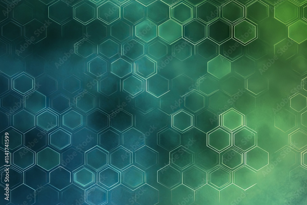 Obraz premium Abstract Hexagon Pattern: Teal and Green Gradient Background