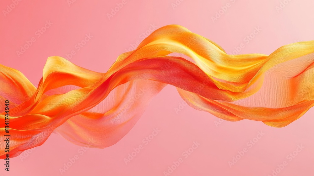 Abstract Orange Fabric Swirling Gracefully On Pink Abstract Orange Fabric Swirling Gracefully On Pink