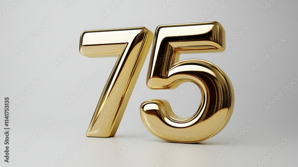 Golden 75 number, Shiny gold numbers, Metallic anniversary digits, Elegant numeric display Golden 75 number, Shiny gold numbers, Metallic anniversary digits, Elegant numeric display