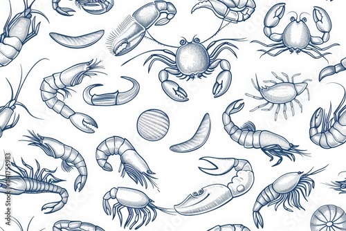 Wallpaper Mural Sea Food Pattern Torontodigital.ca