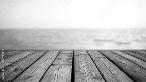 Serene Seascape: Wooden Dock Overlooking Calm Ocean