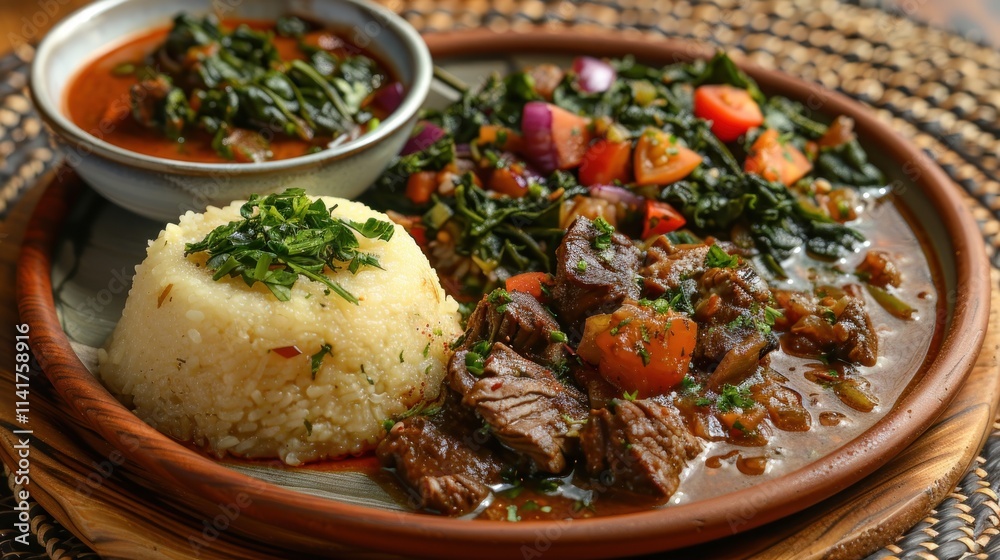 Delicious Beef Stew with Rice and Greens Delicious Beef Stew with Rice and Greens