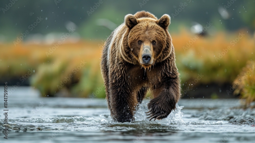 Grizzly Bear Walking Through Water Grizzly Bear Walking Through Water