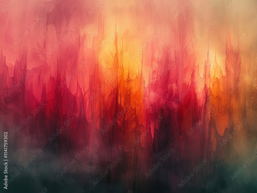 Naklejka premium Abstract Painting with Red and Orange Hues