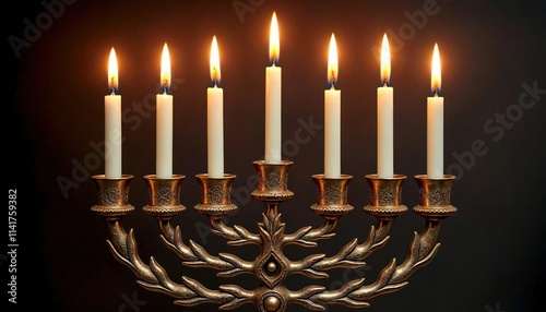 Hanukkah Menorah with Nine Candles photo