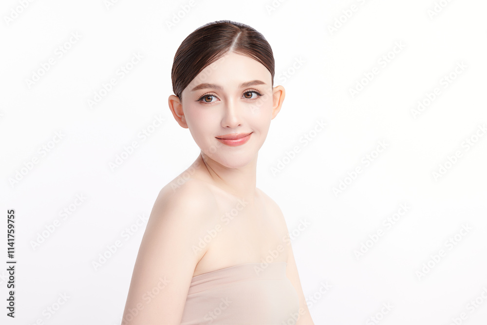Beautiful young asian woman with clean fresh skin on white background, Face care, Facial treatment, Cosmetology, beauty and spa, Asian women portrait. Beautiful young asian woman with clean fresh skin on white background, Face care, Facial treatment, Cosmetology, beauty and spa, Asian women portrait.