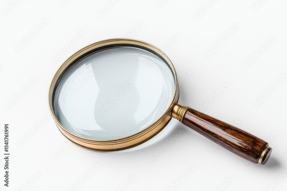 Magnified glass with a wooden handle resting on the map, focusing on intricate details of an ancient city layout, surrounded by books and an antique compass.