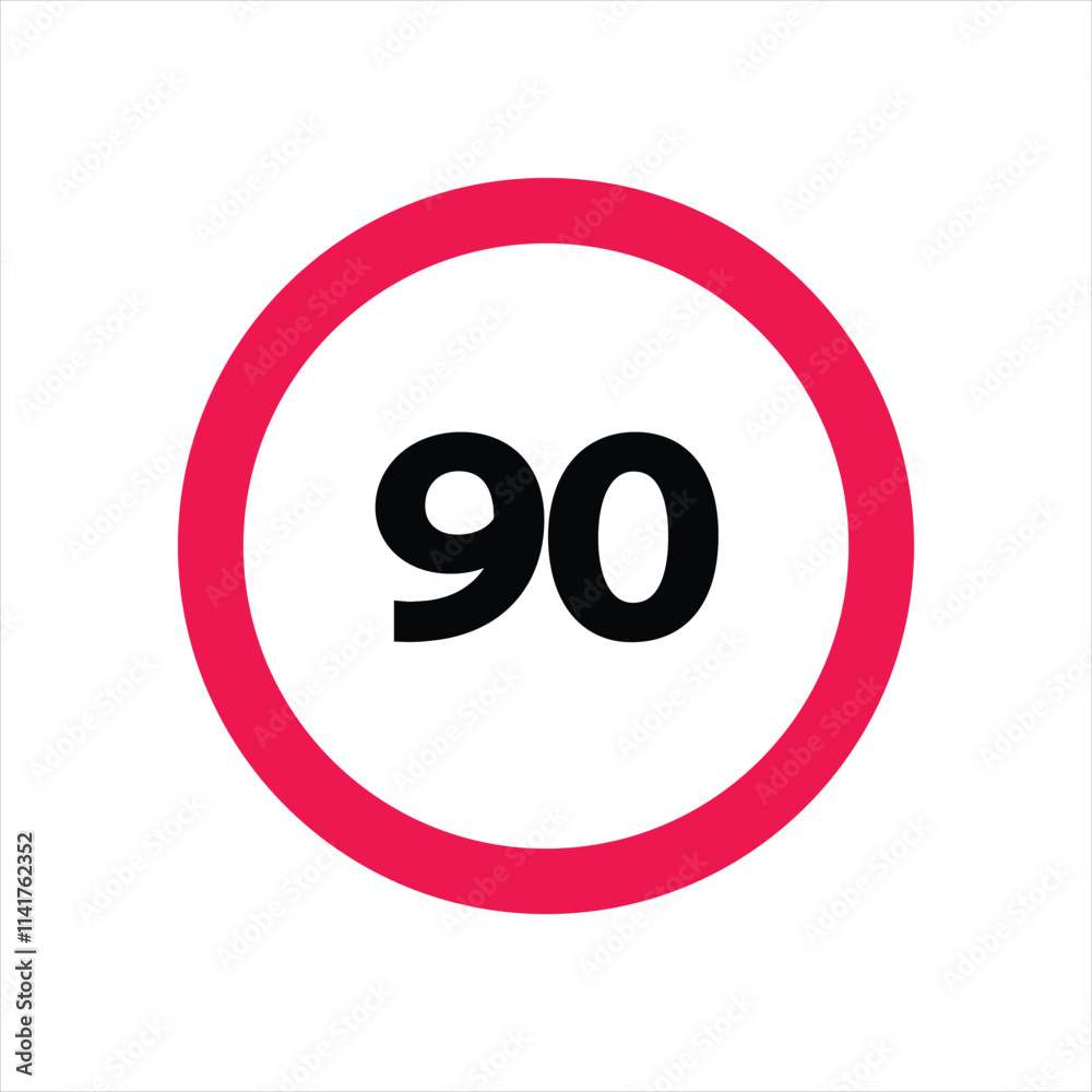 Speed limit sign 90 icon vector illustration Speed limit sign 90 icon vector illustration