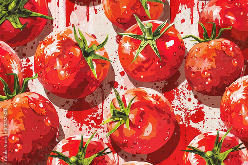 Greeting card with bright holiday composition for celebrate la tomatina photo