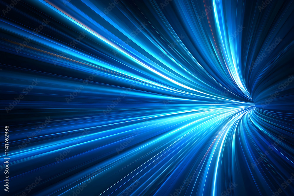 Abstract blue light streaks converging into a tunnel. Abstract blue light streaks converging into a tunnel.