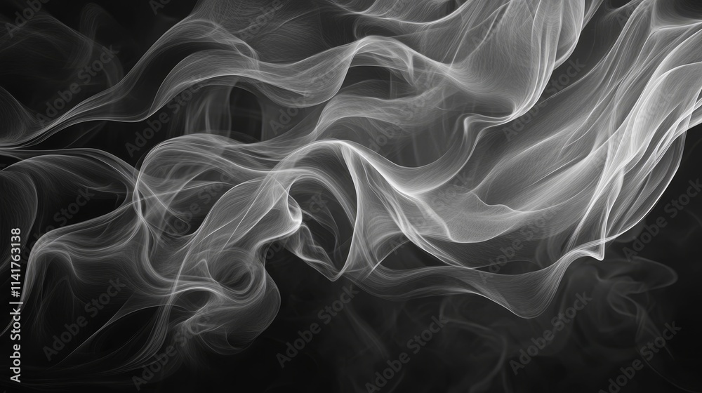 Obraz premium ethereal abstract smoke waves, mystical swirling patterns, captivating dark background