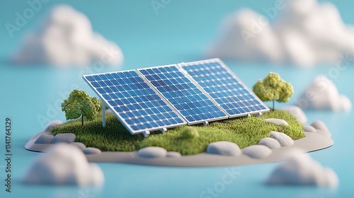 Eco Island Solar Panels: Green Energy Concept - Sustainable living photo