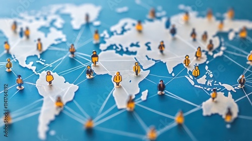Global connections, world map, network people, international relations, communication