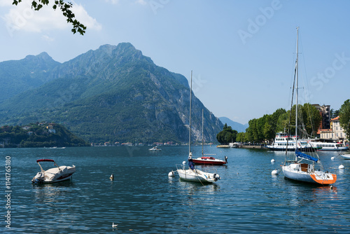View of Lecco, a town on the shores of Lake Como, Italy