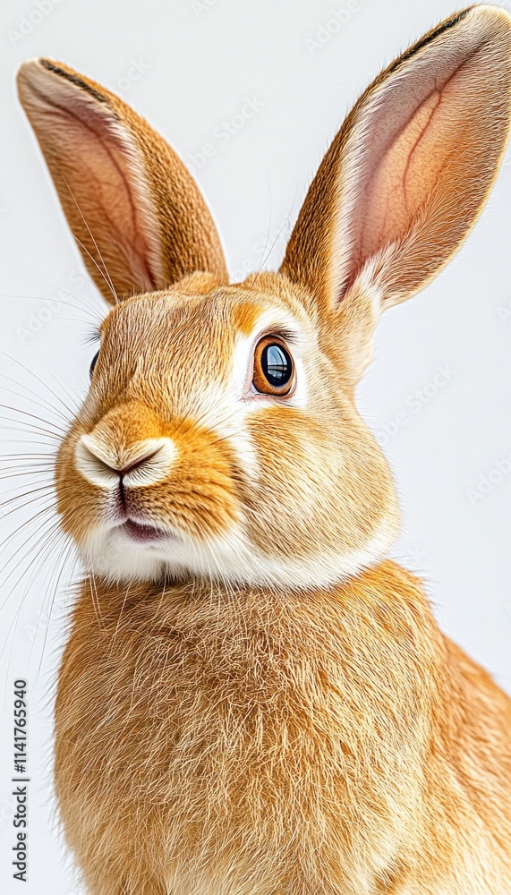 Fototapeta premium A close-up of a realistic rabbit with detailed fur and expressive features.
