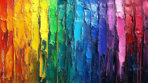 Vibrant Rainbow Hues in Impasto Oil Painting Style