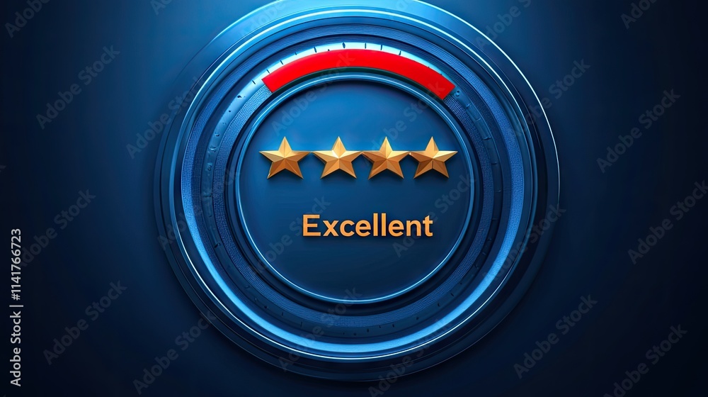 Obraz premium Five Star Rating Graphic with Excellent Performance Indicator