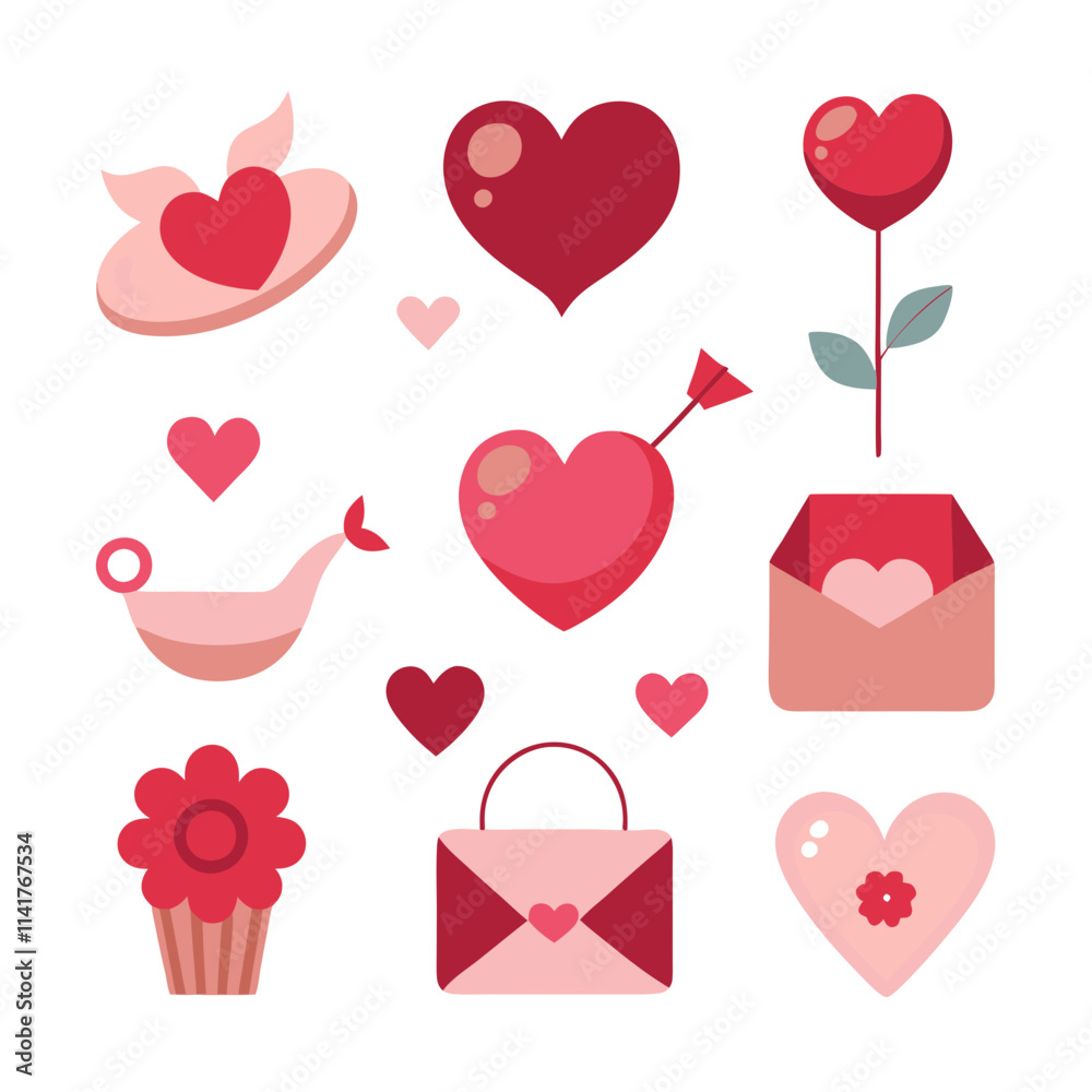 Valentines elements collections for business branding in white background Valentines elements collections for business branding in white background