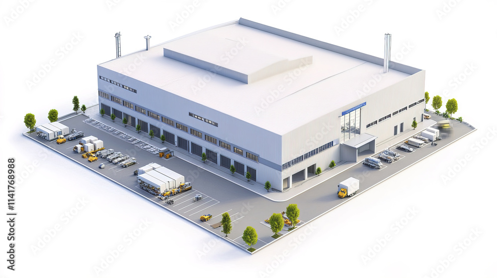 Large scale factory building with modern design and logistics area Large scale factory building with modern design and logistics area