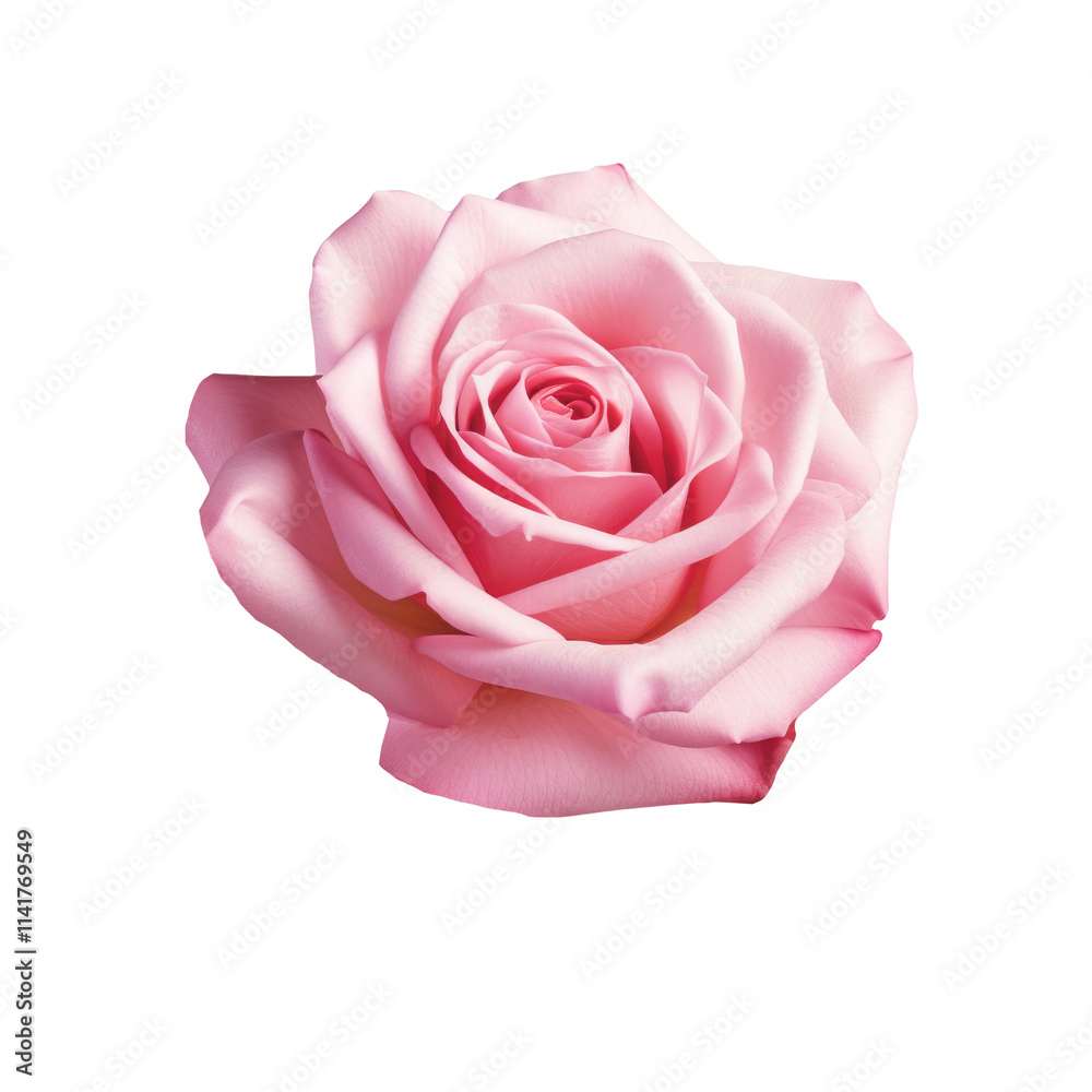 Fototapeta premium Beautiful single pink rose isolated on transparent background.