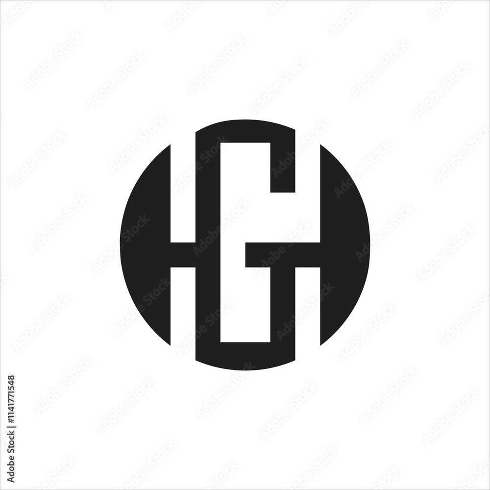 Letter Hg circle shape,negative space, art, icon and stylish logo design Letter Hg circle shape,negative space, art, icon and stylish logo design