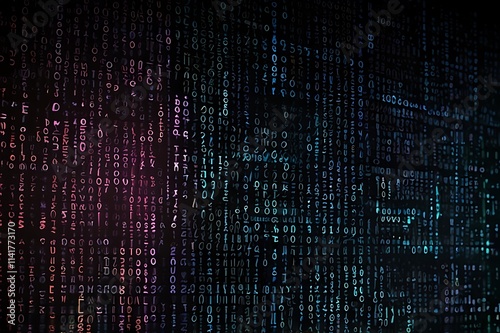 Glowing Grid Of Binary Code Floating In A Dark Void, Representing Cybersecurity And Data Encryption
