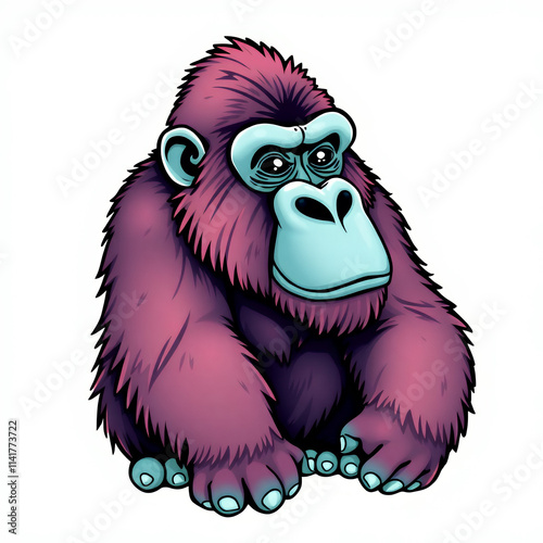 Colorful Gorilla Clipart, Isolated On A White Background, Showcasing A Creative And Playful Design.