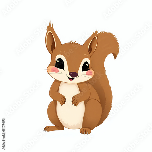 Adorable Cartoon Squirrel With A Cheerful Smile, Generative AI
