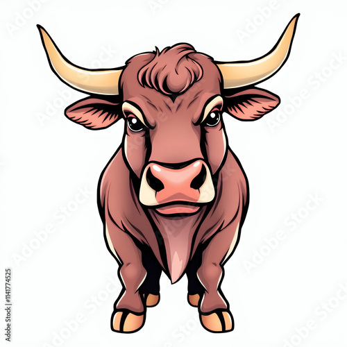 Colorful bull clipart on a white background, featuring a fun and imaginative design photo